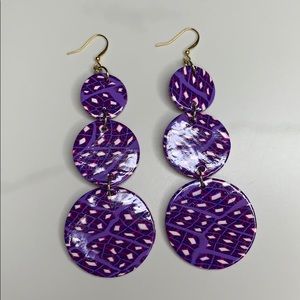 Handmade geometric polymer clay earrings. (A1030)